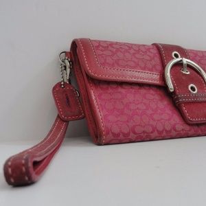 Coach Clutch Handbag (Fuschia, Rare model/color)